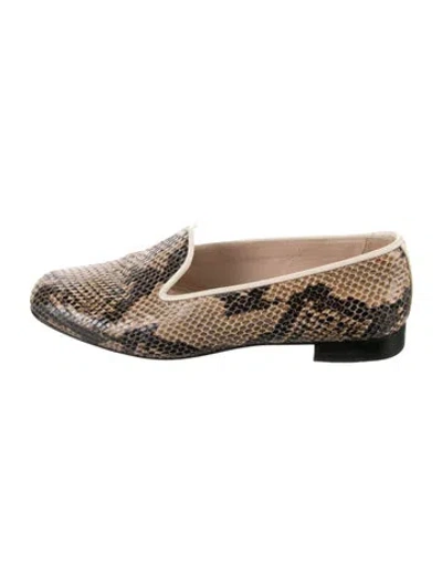 Pre-owned Penelope Chilvers Embossed Leather Animal Print Loafers In Neutrals
