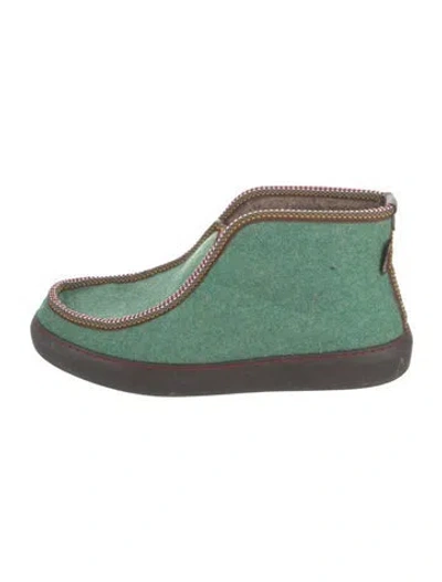 Pre-owned Penelope Chilvers Felt Lace-up Boots In Green