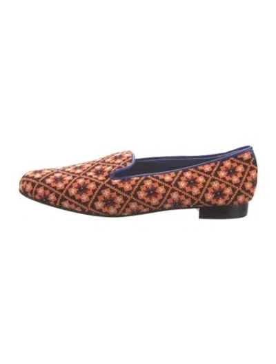 Pre-owned Penelope Chilvers Floral Print Loafers In Orange