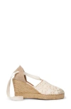 PENELOPE CHILVERS HIGH VALENCIANA ANKLE TIE ESPADRILLE WEDGE PUMP