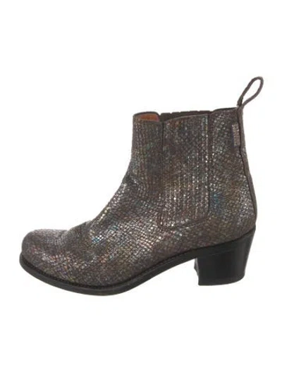 Pre-owned Penelope Chilvers Leather Chelsea Boots In Green