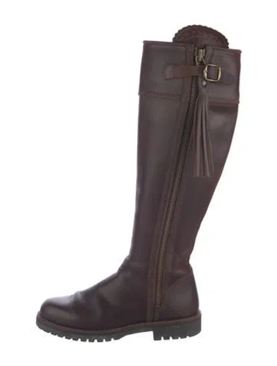 Pre-owned Penelope Chilvers Leather Lasercut Accents Riding Boots In Brown
