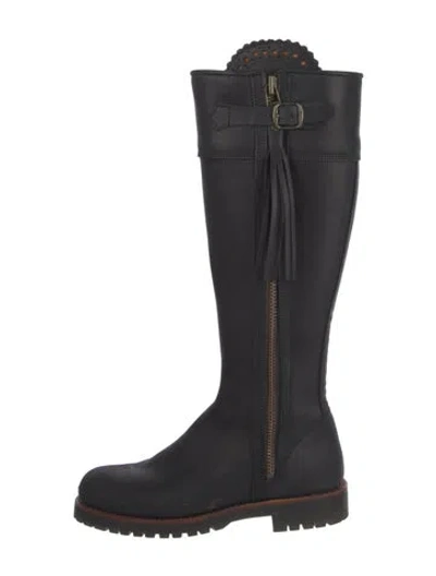 Pre-owned Penelope Chilvers Leather Rain Boots In Black