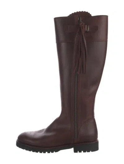 Pre-owned Penelope Chilvers Leather Riding Boots In Burgundy