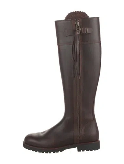 Pre-owned Penelope Chilvers Leather Riding Boots In Burgundy