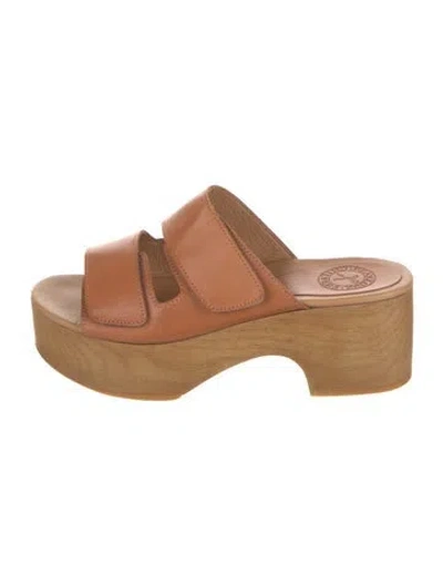 Pre-owned Penelope Chilvers Leather Slides In Brown