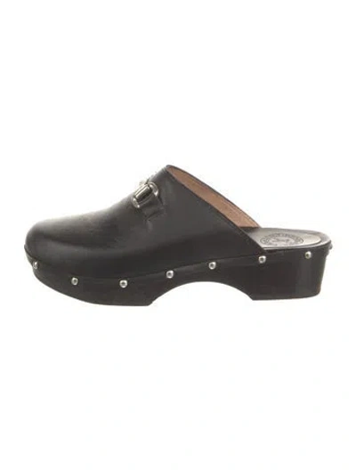 Pre-owned Penelope Chilvers Leather Studded Accents Mules In Black