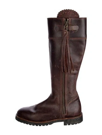 Pre-owned Penelope Chilvers Leather Tassel Accents Riding Boots In Brown