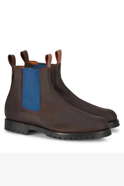 Penelope Chilvers Men's Nelson Leather Boot In Brown/blue In Multi