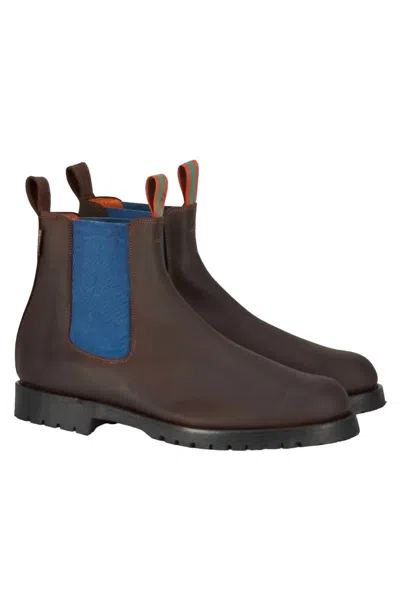 Penelope Chilvers Men's Nelson Leather Boot In Brown/blue In Black