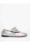 Penelope Chilvers Minnie Knotted Bow Ballet Flats In Silver