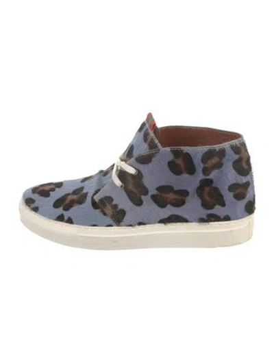 Pre-owned Penelope Chilvers Ponyhair Animal Print Sneakers In Blue