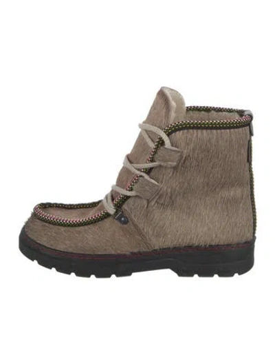Pre-owned Penelope Chilvers Ponyhair Lace-up Boots In Neutral