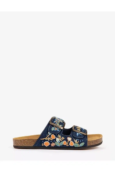 Penelope Chilvers Pool Embroidered Denim Slides In Black