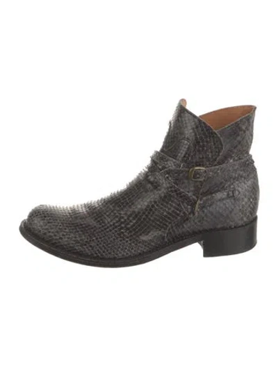 Pre-owned Penelope Chilvers Python Animal Print Combat Boots In Multi