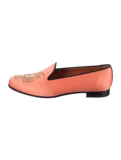 Pre-owned Penelope Chilvers Satin Graphic Print Loafers In Orange