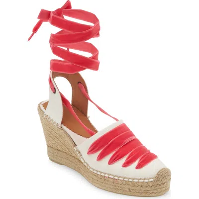 Penelope Chilvers Sevillana Dali Espadrille Wedge In Ivory/fuchsia