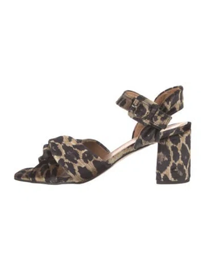 Pre-owned Penelope Chilvers Suede Animal Print Sandals In Multi