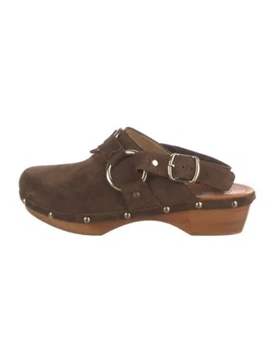 Pre-owned Penelope Chilvers Suede Colorblock Pattern Slingback Flats In Brown