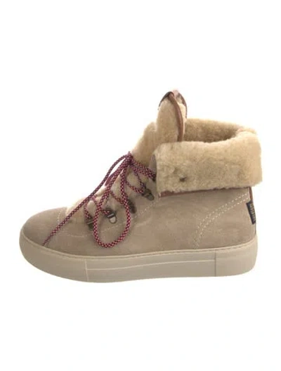 Pre-owned Penelope Chilvers Suede Lace-up Boots In Neutrals