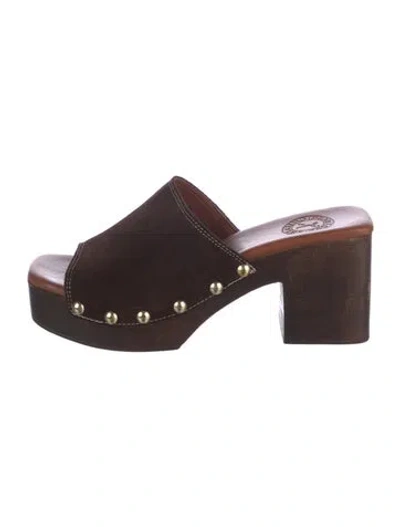 Pre-owned Penelope Chilvers Suede Mules In Brown
