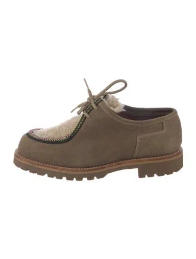 Pre-owned Penelope Chilvers Suede Oxfords In Green/neutrals/red