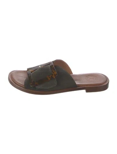 Pre-owned Penelope Chilvers Suede Slides In Brown