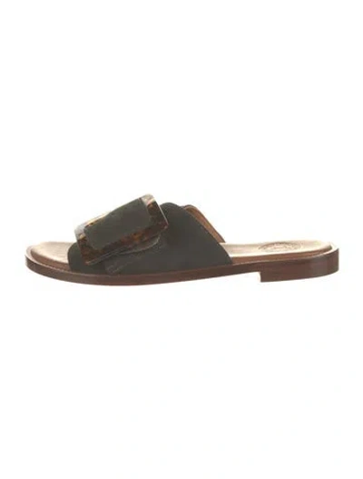 Pre-owned Penelope Chilvers Suede Slides In Green