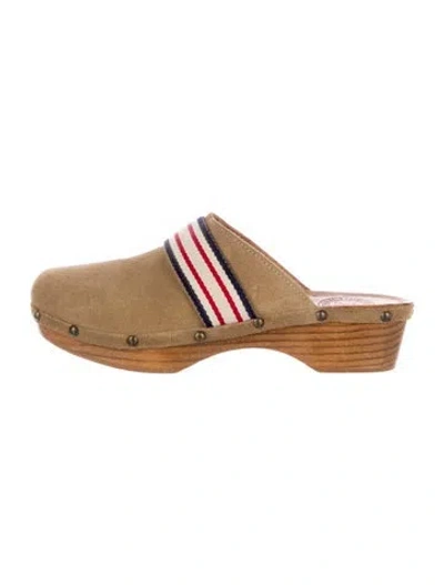 Pre-owned Penelope Chilvers Suede Striped Mules In Brown