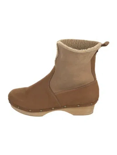 Pre-owned Penelope Chilvers Suede Studded Accents Lace-up Boots In Brown