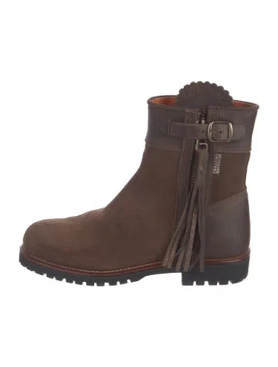 Pre-owned Penelope Chilvers Suede Tassel Accents Boots In Brown