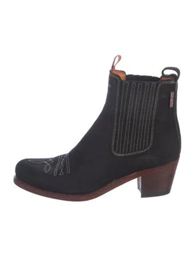 Pre-owned Penelope Chilvers Suede Western Boots In Blue