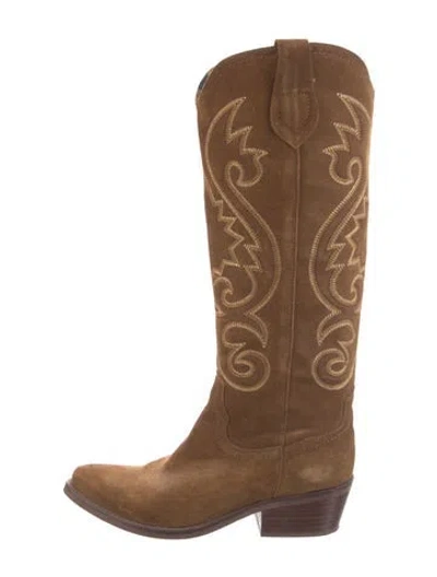 Pre-owned Penelope Chilvers Suede Western Boots In Brown