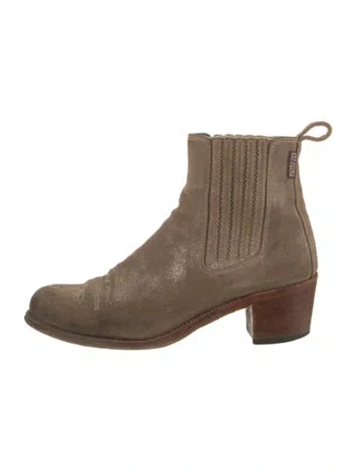 Pre-owned Penelope Chilvers Suede Western Boots In Neutrals