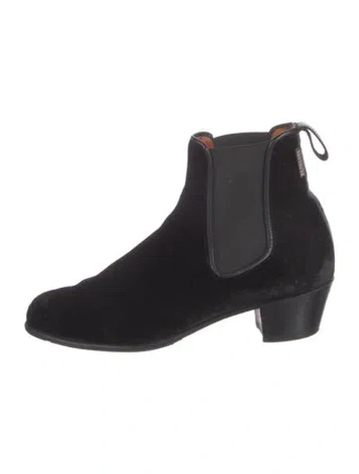 Pre-owned Penelope Chilvers Velvet Chelsea Boots In Black