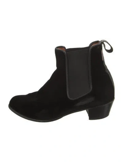 Pre-owned Penelope Chilvers Velvet Chelsea Boots In Black