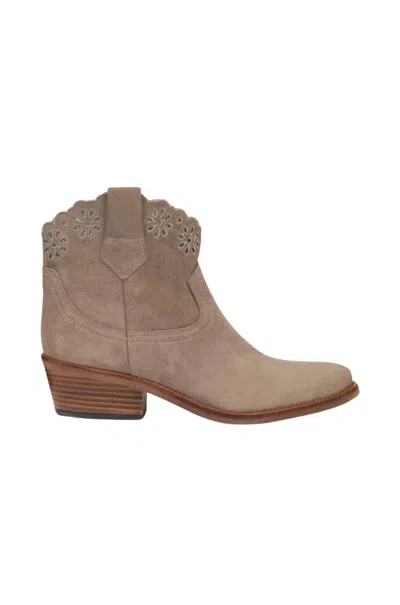 Penelope Chilvers Women's Cali Broderie Suede Cowboy Boot In Sand