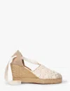 Penelope Chilvers High Valenciana Ankle Tie Espadrille Wedge Pump In White