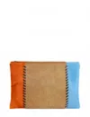 Penelope Chilvers Women's Maxi Pony Whipstitch Clutch In Tan/ Orange In Multi