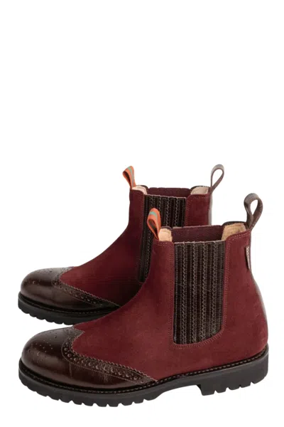 Penelope Chilvers Women's Oscar Brogue-tip Wool-lined Boots In Burgundy Suede In Brown