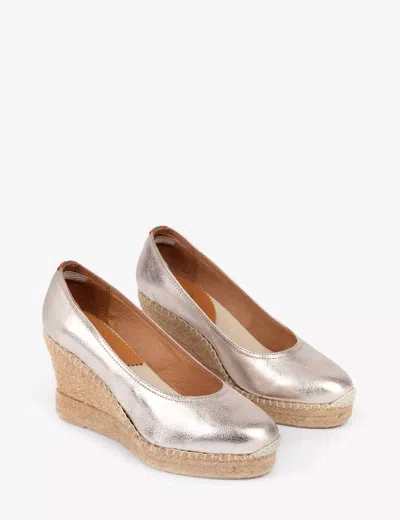 Penelope Chilvers Women's Scoop Leather Espadrille In Champagne In White