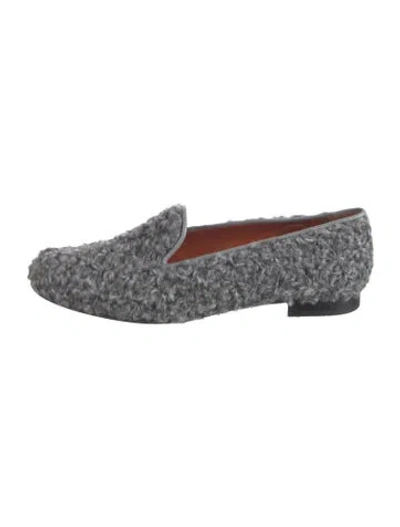 Pre-owned Penelope Chilvers Wool Tweed Pattern Loafers In Grey