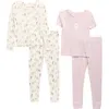 Penelope Mack Assorted Floral 2-pack Fitted Organic Cotton Two-piece Pajamas In Pink