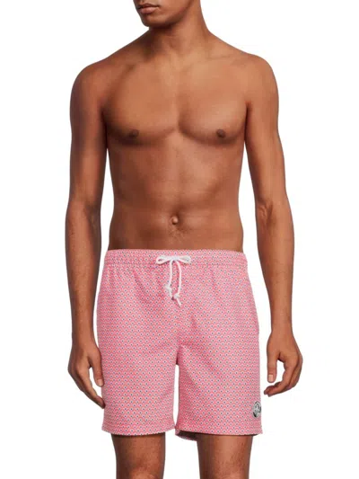 Penguin Men's Print Swim Shorts In Hot Coral