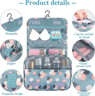 Pengxiaomei Toiletry Bag, Waterproof Hanging Cosmetic Bag Portable Travel Makeup Pouch Multifunction Handle Trav