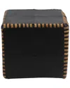 Peninsula Home Collection 20in Stitched Leather Cube In Black