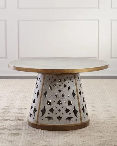 Peninsula Home Collection D'andre Dining Table In Pale Gray/gold