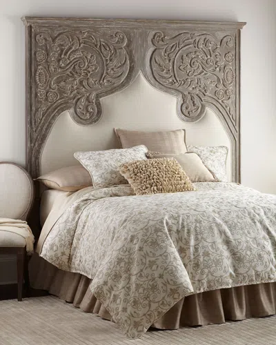 Peninsula Home Collection Erlina Carved Queen Headboard In Neutral Linen