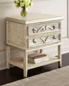 Peninsula Home Collection Lynley Mirrored-accent Nightstand In Distressed White