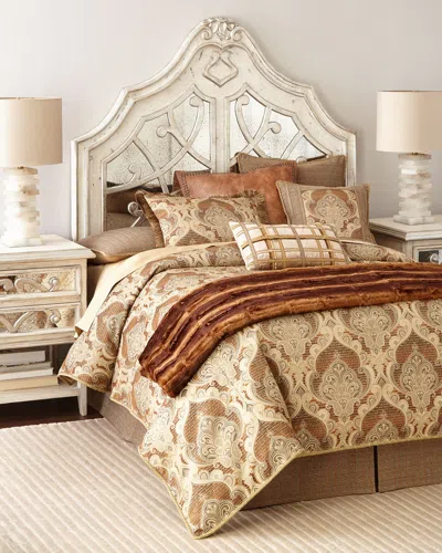 Peninsula Home Collection Lynley Mirrored Queen Headboard In Distressed White